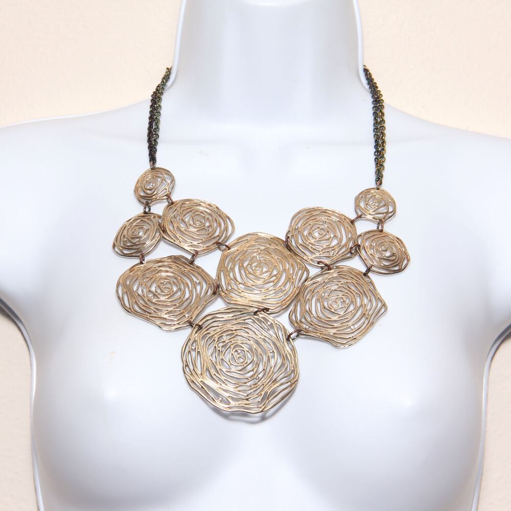Vintage Chico's Swirl Pattern Large Statement Bib Necklace